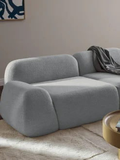 Sofás>Westwing Collection Módulo de esquina en tejido bouclé Wolke Bouclé azul claro