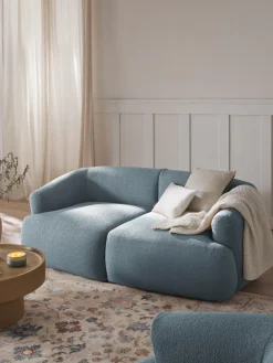 Sofás>Westwing Collection Módulo de esquina en tejido bouclé Sofia Bouclé azul