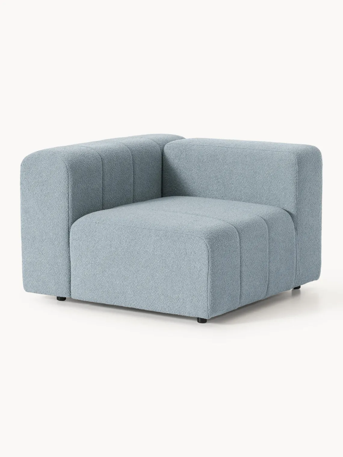 Sofás>Westwing Collection Módulo de esquina en tejido bouclé Lena Bouclé azul claro