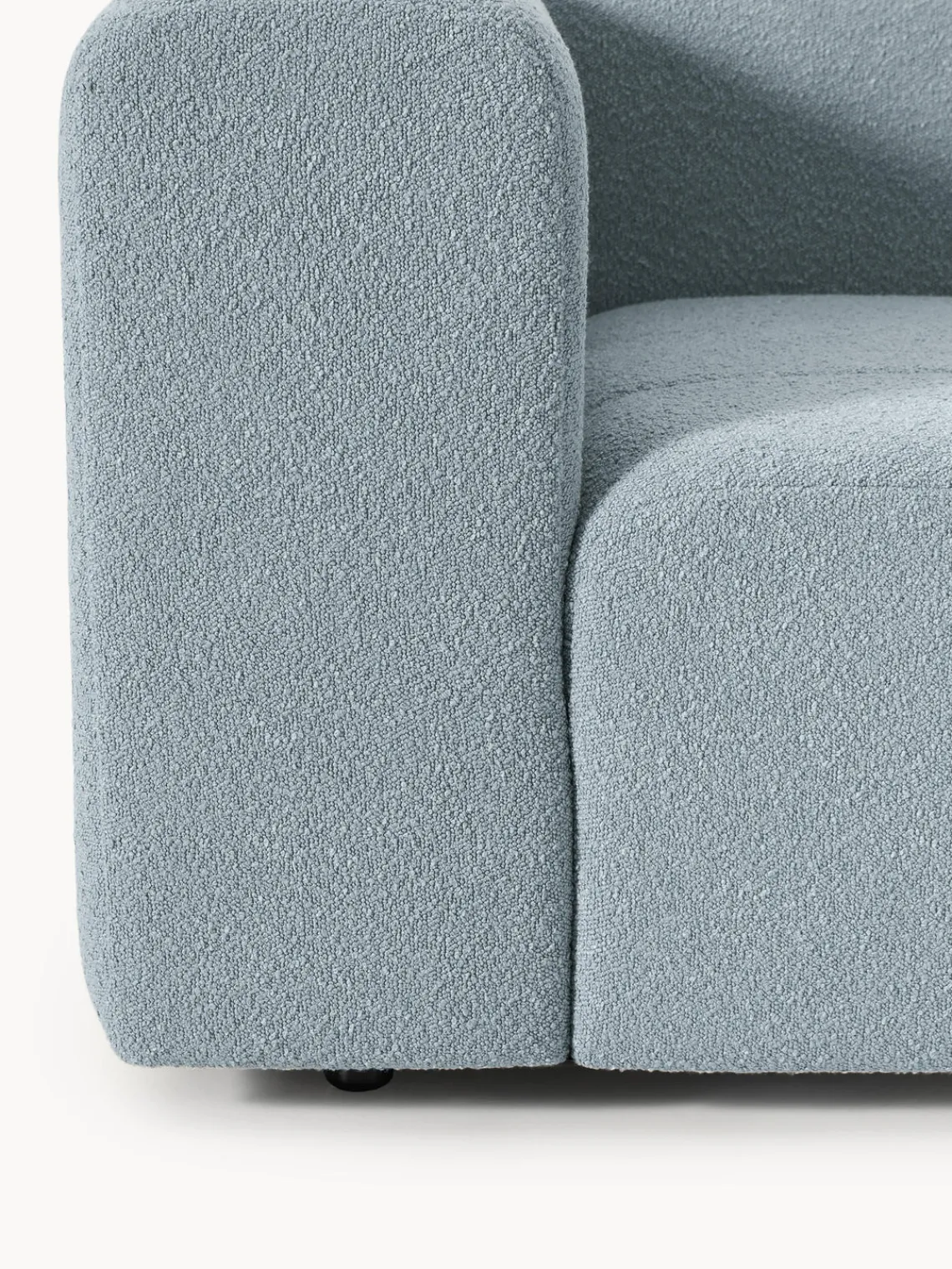 Sofás>Westwing Collection Módulo de esquina en tejido bouclé Lena Bouclé azul claro
