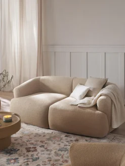 Sofás>Westwing Collection Módulo de esquina en tejido bouclé Sofia Bouclé beige claro