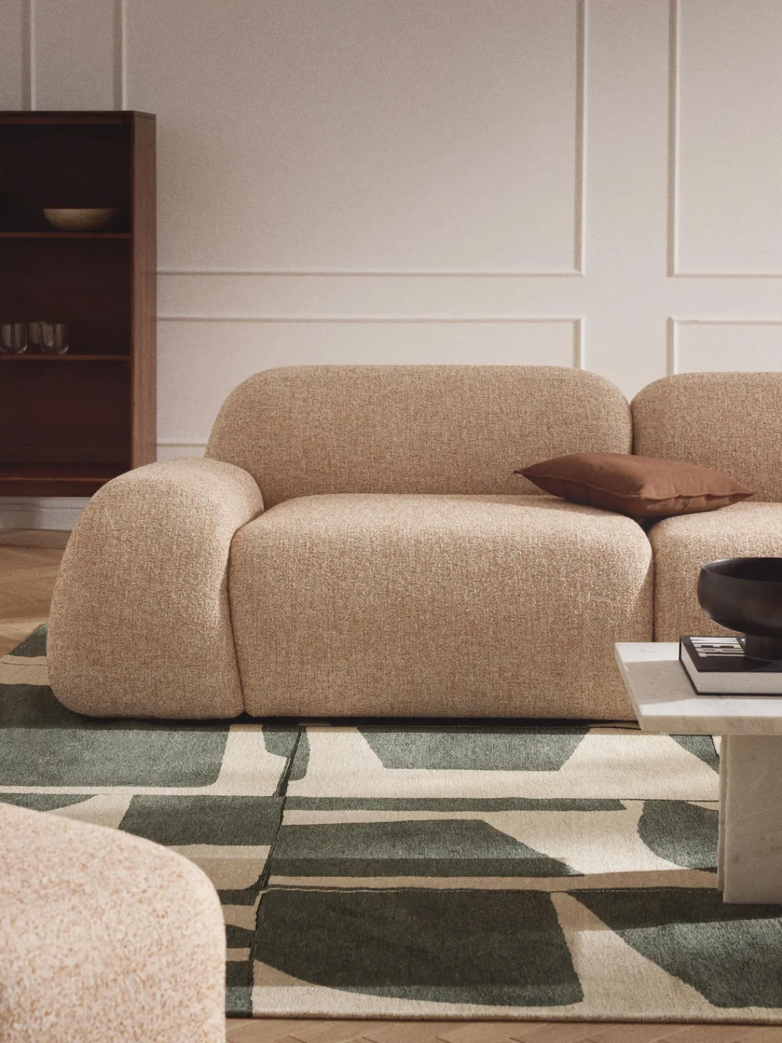 Hot Módulo de esquina en tejido bouclé Wolke Sofás