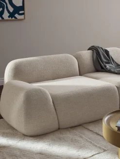 Sofás>Westwing Collection Módulo de esquina en tejido bouclé Wolke Bouclé beige claro