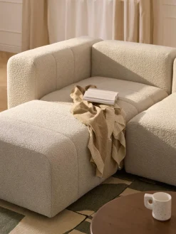 Sofás>Westwing Collection Módulo de esquina en tejido bouclé Lena Bouclé beige