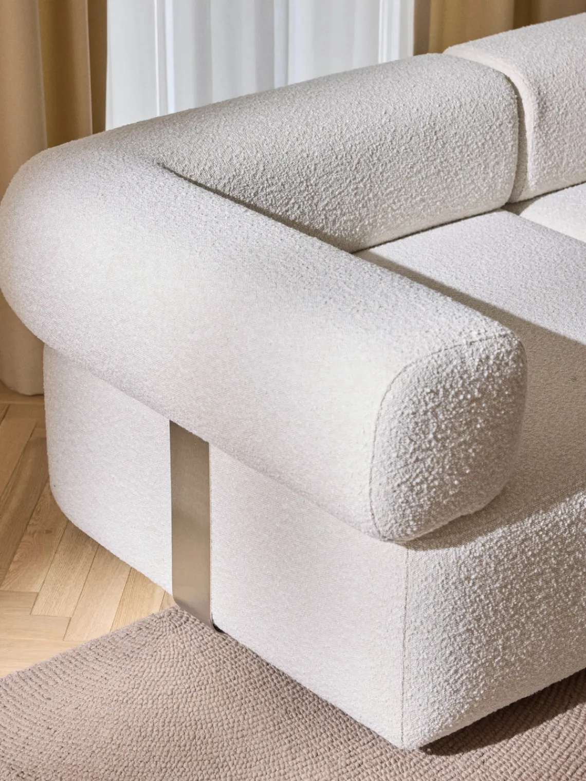 Sofás>Westwing Collection Módulo de esquina en tejido bouclé Anton Bouclé blanco Off White