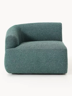 Sofás>Westwing Collection Módulo de esquina en tejido bouclé Sofia Bouclé jaspeado, azul petróleo