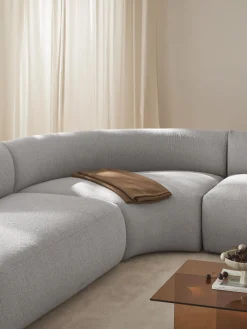 Sofás>Westwing Collection Módulo de esquina redondo Sofia Tejido grueso gris