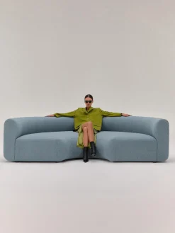 Módulo de esquina redondo en tejido bouclé Sofia Sofás