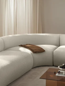 Sofás>Westwing Collection Módulo de esquina redondo en tejido bouclé Sofia Bouclé blanco Off White