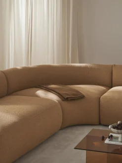 Sofás>Westwing Collection Módulo de esquina redondo en tejido bouclé Sofia Bouclé beige