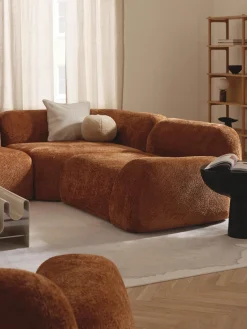 Discount Módulo de esquina redondo de borreguillo bouclé Wolke Sofás
