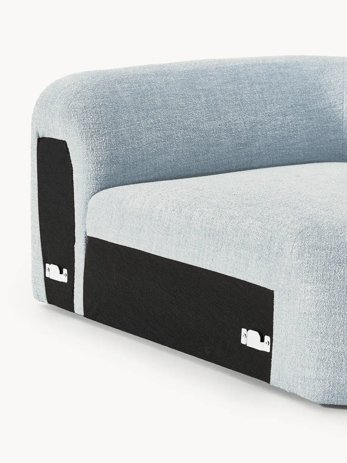 Sofás>Westwing Collection Módulo de esquina redondo en tejido bouclé Wolke Bouclé azul claro