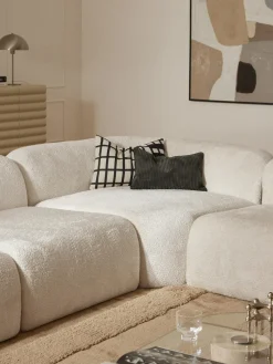 Sofás>Westwing Collection Módulo de esquina redondo de borreguillo bouclé Wolke Borreguillo bouclé blanco Off White