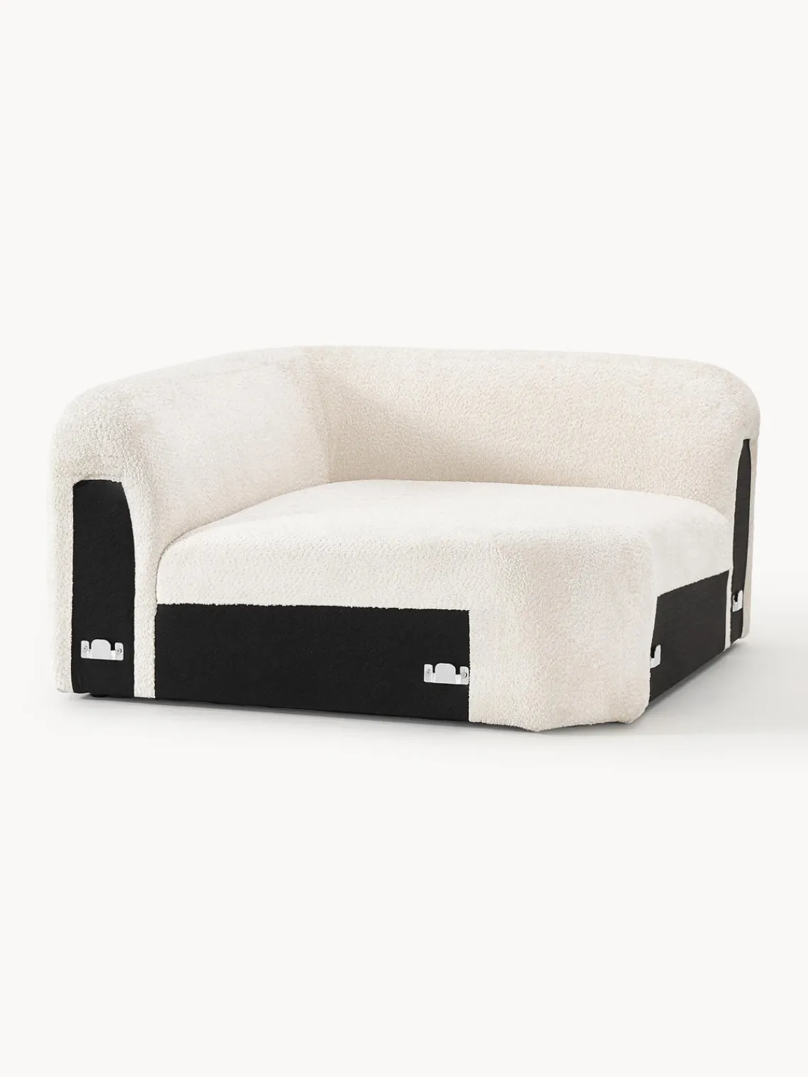 Sofás>Westwing Collection Módulo de esquina redondo de borreguillo bouclé Wolke Borreguillo bouclé blanco Off White