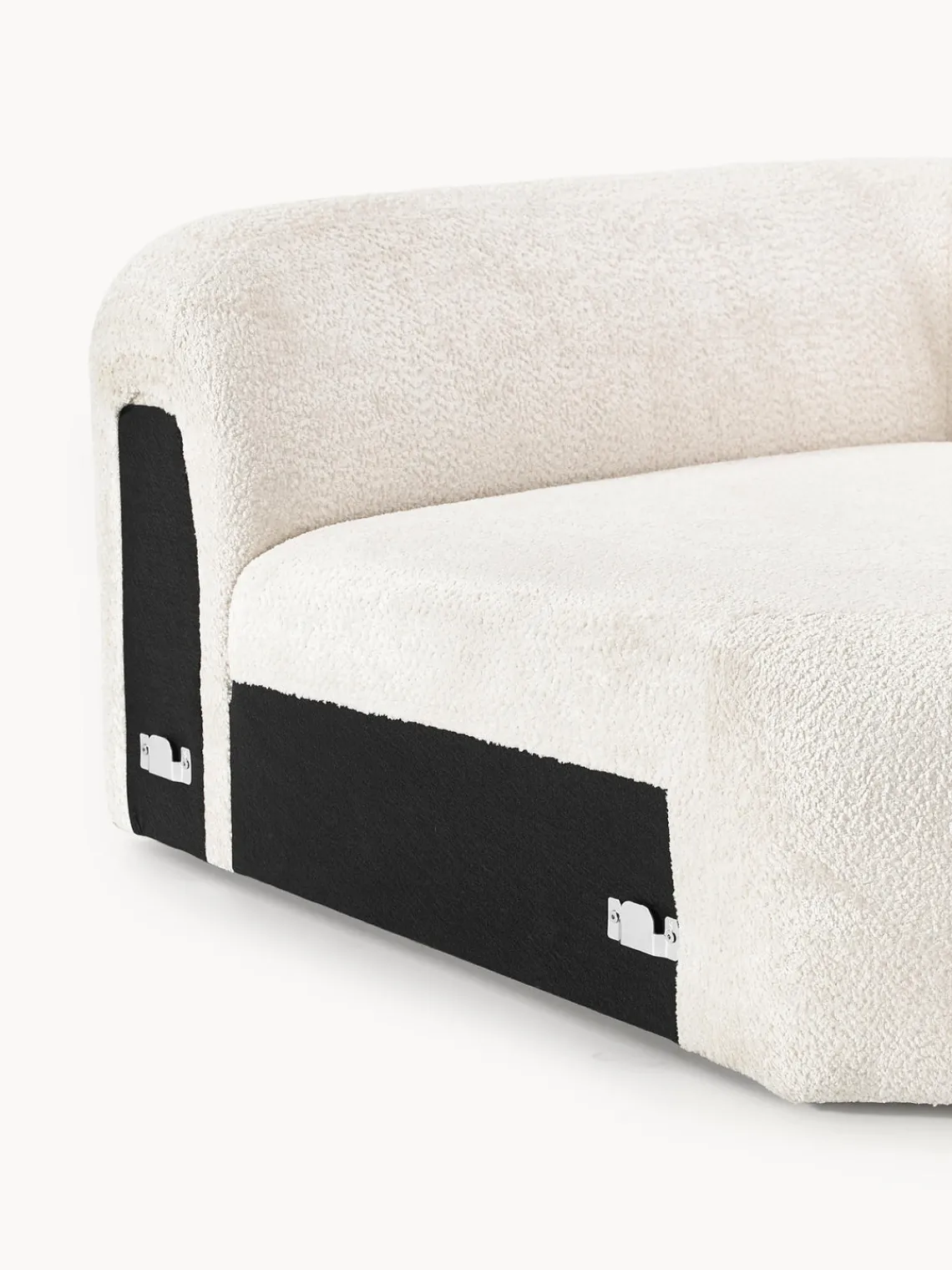 Sofás>Westwing Collection Módulo de esquina redondo de borreguillo bouclé Wolke Borreguillo bouclé blanco Off White