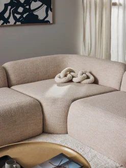 Sofás>Westwing Collection Módulo de esquina redondo en tejido bouclé Wolke Bouclé melocotón