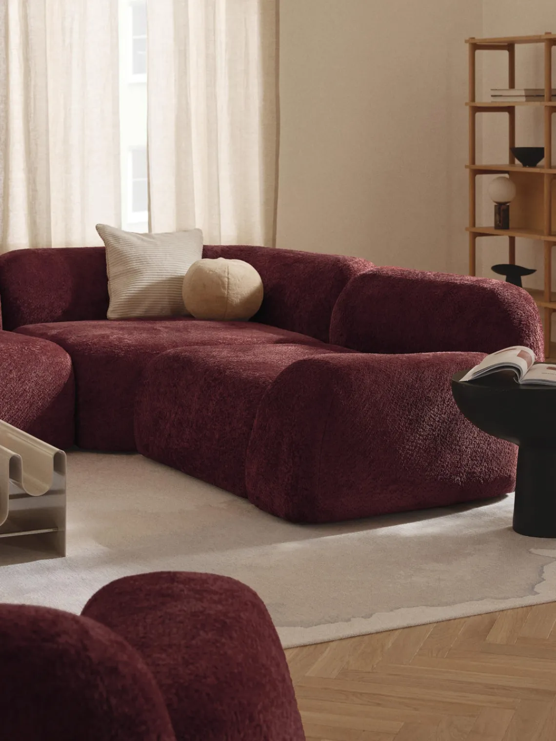Best Módulo de esquina redondo de borreguillo bouclé Wolke Sofás