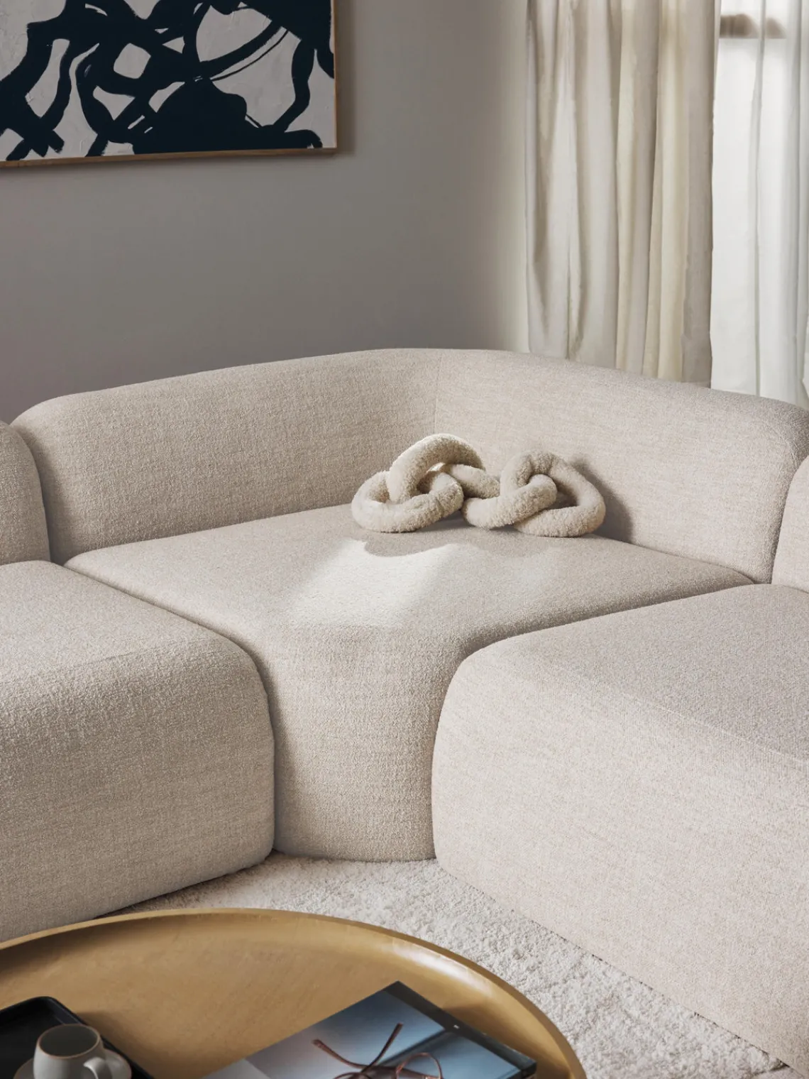 Clearance Módulo de esquina redondo en tejido bouclé Wolke Sofás