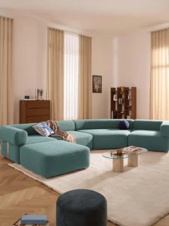 Hot Módulo de esquina redondo en tejido bouclé Anton Sofás