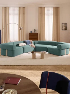 Hot Módulo de esquina redondo en tejido bouclé Anton Sofás