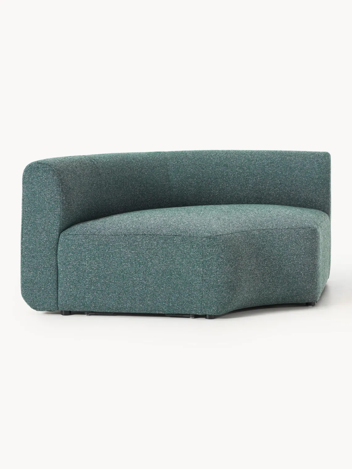 Sofás>Westwing Collection Módulo de esquina redondo en tejido bouclé Sofia Bouclé jaspeado, azul petróleo