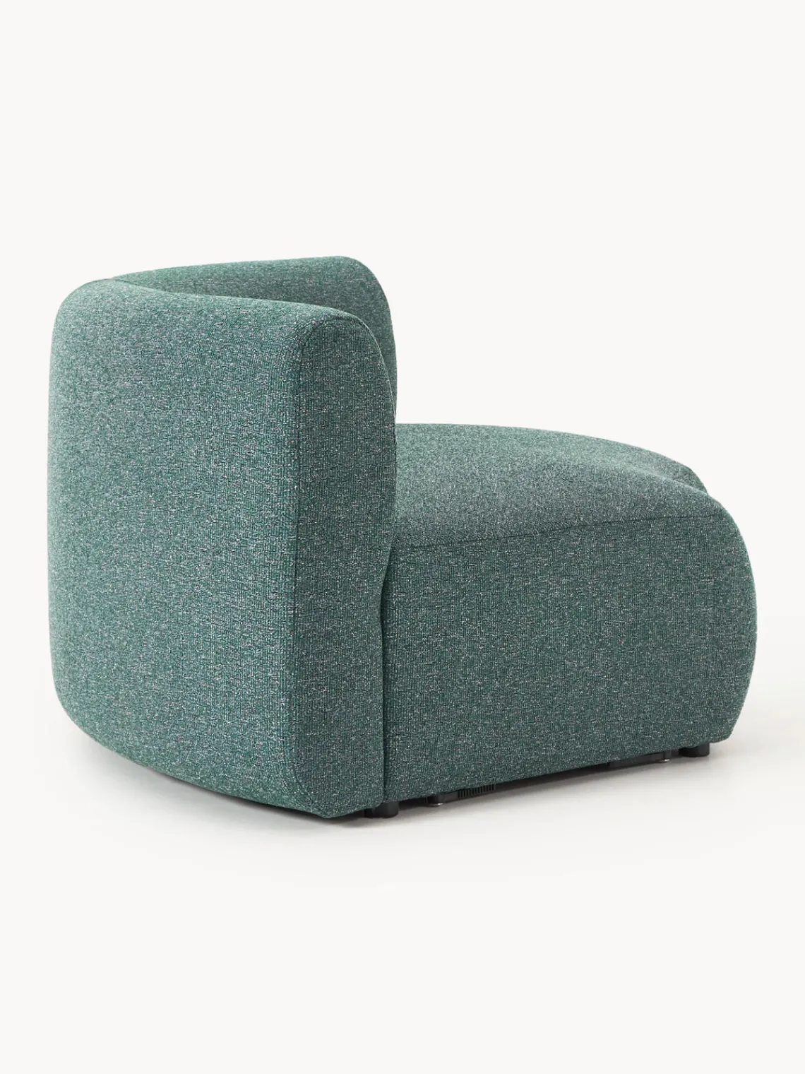 Sofás>Westwing Collection Módulo de esquina redondo en tejido bouclé Sofia Bouclé jaspeado, azul petróleo