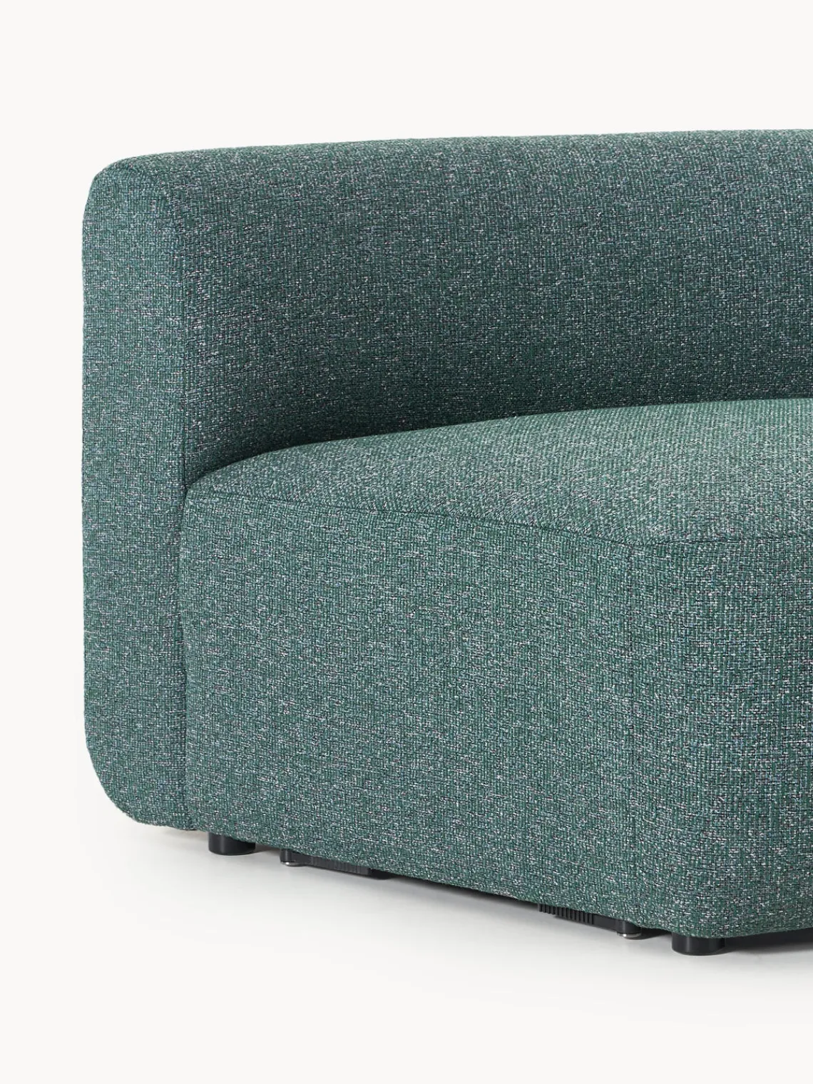 Sofás>Westwing Collection Módulo de esquina redondo en tejido bouclé Sofia Bouclé jaspeado, azul petróleo