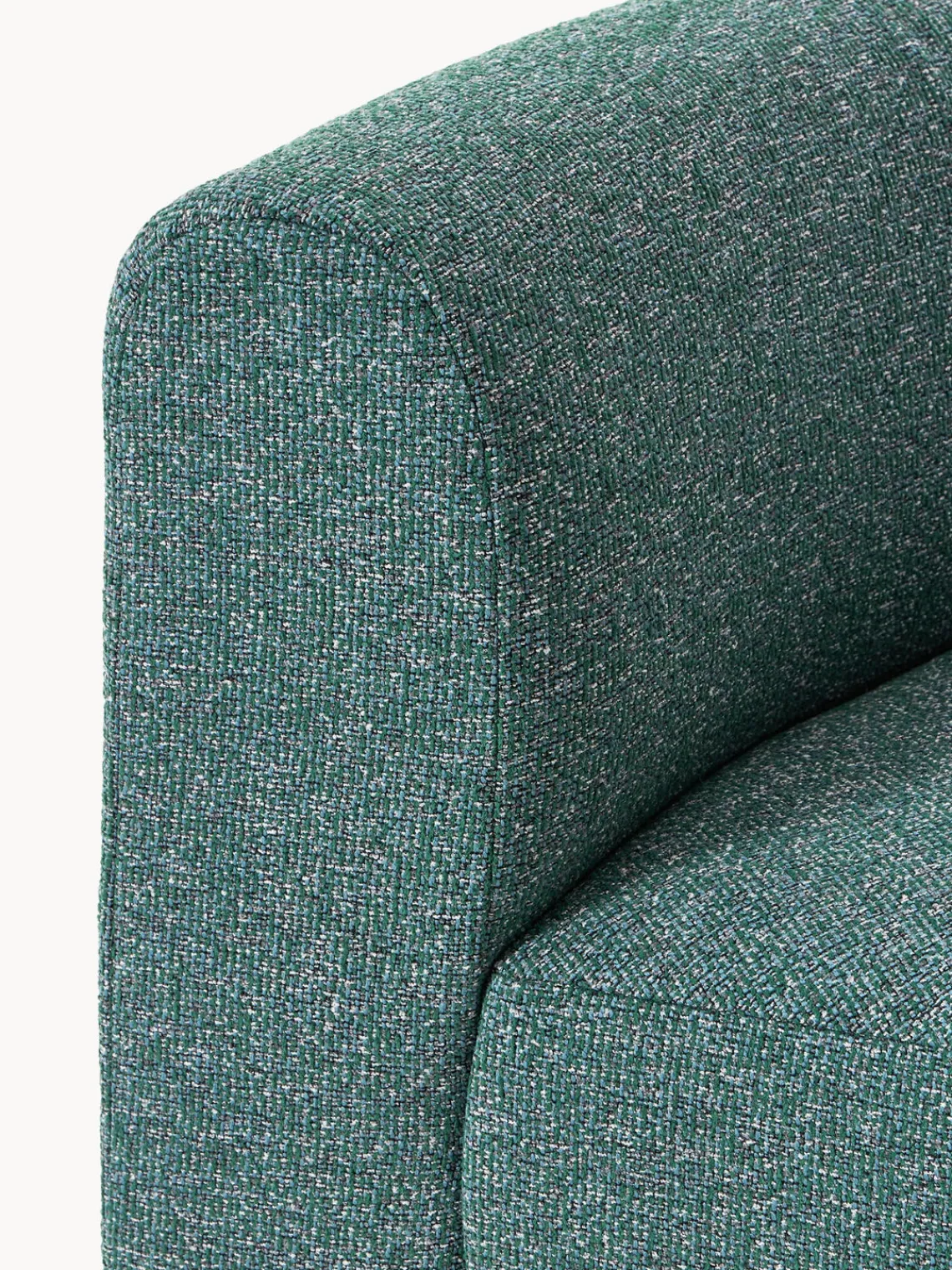 Sofás>Westwing Collection Módulo de esquina redondo en tejido bouclé Sofia Bouclé jaspeado, azul petróleo