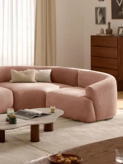 Sofás>Westwing Collection Módulo de esquina redondo Sofia Terciopelo melocotón