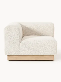 Sofás>Westwing Collection Módulo de esquina sofá de borreguillo bouclé Natalie Borreguillo bouclé blanco Off White, madera de haya clara