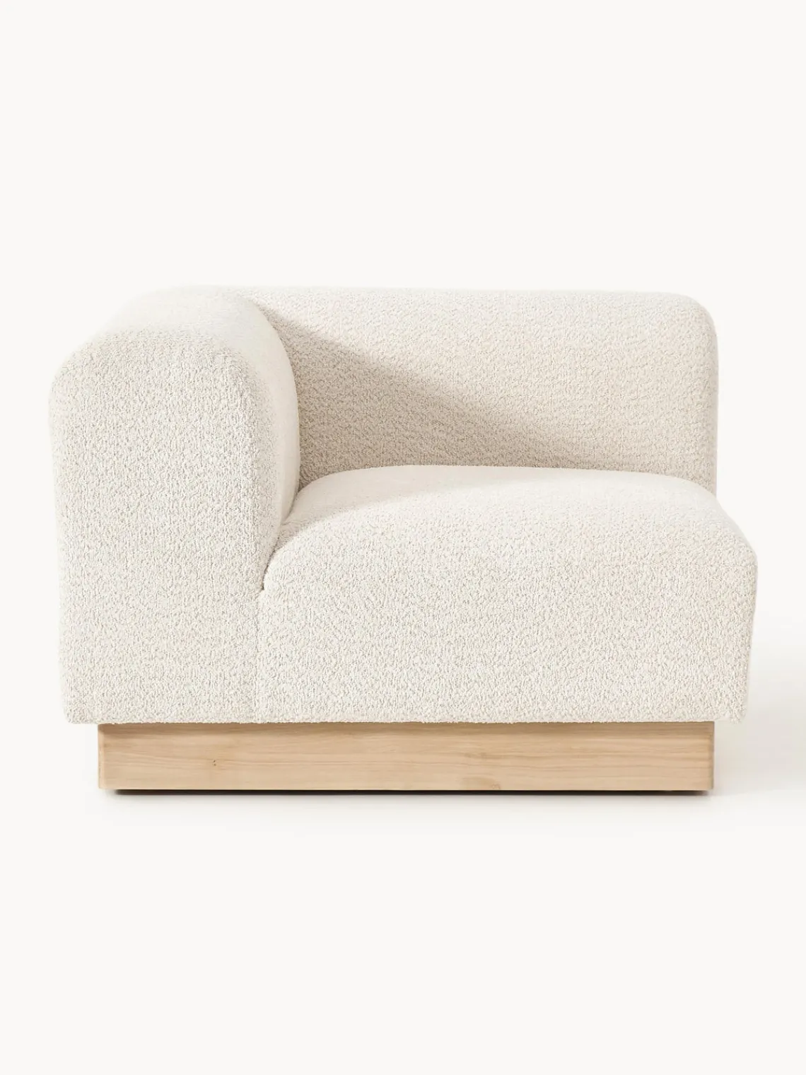 Sofás>Westwing Collection Módulo de esquina sofá de borreguillo bouclé Natalie Borreguillo bouclé blanco Off White, madera de haya clara