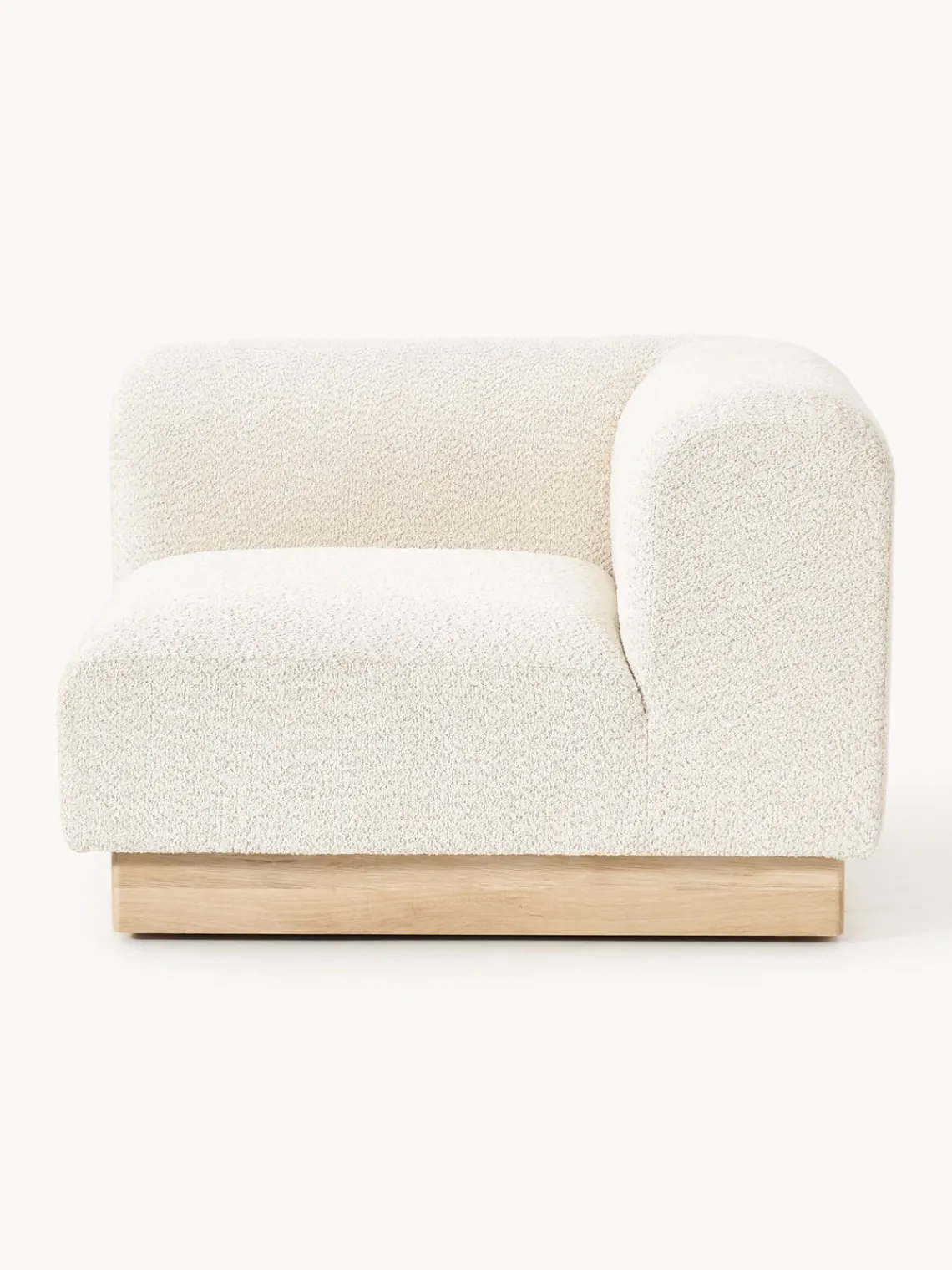 Sofás>Westwing Collection Módulo de esquina sofá de borreguillo bouclé Natalie Borreguillo bouclé blanco Off White, madera de haya clara