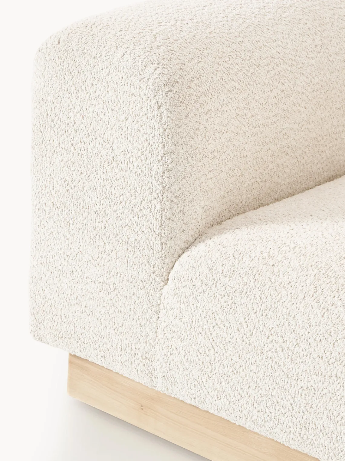 Sofás>Westwing Collection Módulo de esquina sofá de borreguillo bouclé Natalie Borreguillo bouclé blanco Off White, madera de haya clara