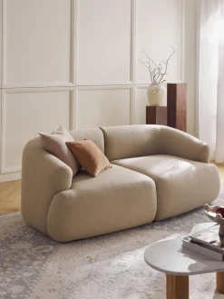 Sofás>Westwing Collection Módulo de esquina Sofia Tejido grueso beige claro