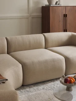 Sofás>Westwing Collection Módulo intermedio Sofia Tejido grueso beige claro