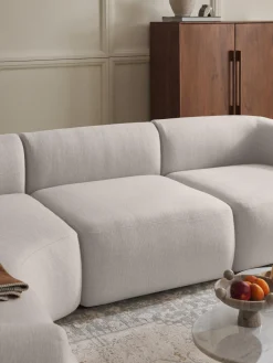 Sofás>Westwing Collection Módulo intermedio Sofia Tejido grueso blanco crema