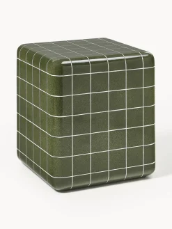 Mesas Auxiliares De Jardín|Mesas De Centro>Westwing Collection Mesa auxiliar de interior/exterior en look azulejo Doug Verde oliva, blanco