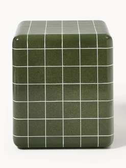 Mesas Auxiliares De Jardín|Mesas De Centro>Westwing Collection Mesa auxiliar de interior/exterior en look azulejo Doug Verde oliva, blanco