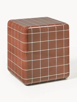 Mesas Auxiliares De Jardín|Mesas De Centro>Westwing Collection Mesa auxiliar de interior/exterior en look azulejo Doug Terracota, blanco