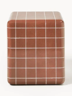 Mesas Auxiliares De Jardín|Mesas De Centro>Westwing Collection Mesa auxiliar de interior/exterior en look azulejo Doug Terracota, blanco