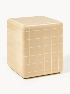 Mesas Auxiliares De Jardín|Mesas De Centro>Westwing Collection Mesa auxiliar de interior/exterior en look azulejo Doug Ocre, blanco