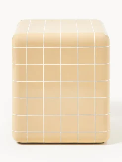 Mesas Auxiliares De Jardín|Mesas De Centro>Westwing Collection Mesa auxiliar de interior/exterior en look azulejo Doug Ocre, blanco