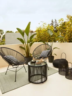 Discount Mesa auxiliar redonda de plástico con aspecto de mimbre Bahia Mesas Auxiliares De Jardín|Mesas Auxiliares De Jardí­N