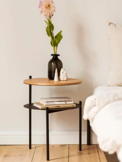 Mesitas De Noche|Mesitas De Noche>Noo.ma Mesa auxiliar redonda de madera Tu Madera clara, negro