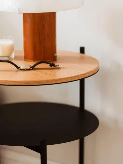 Mesitas De Noche|Mesitas De Noche></noscript>Noo.ma Mesa auxiliar redonda de madera Tu Madera clara, negro