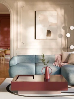 Mesas De Centro|Mesas De Centro>Westwing Collection Mesa de centro con espacio de almacenamiento Alessa, 120 cm Rojo vino, rosa claro