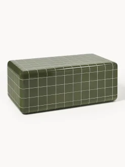 Mesas Auxiliares De Jardín|Mesas De Centro>Westwing Collection Mesa de centro de interior/exterior en look azulejo Doug Verde oliva, blanco