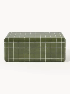 Mesas Auxiliares De Jardín|Mesas De Centro>Westwing Collection Mesa de centro de interior/exterior en look azulejo Doug Verde oliva, blanco