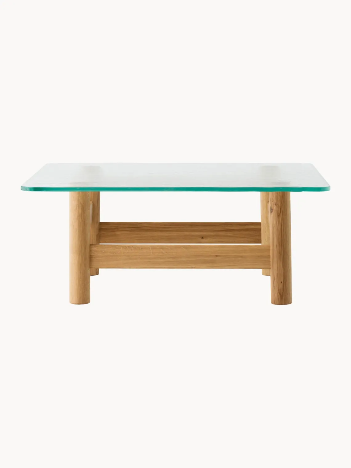 Mesas De Centro|Mesas De Centro>Audo Copenhagen Mesa de centro de madera de roble con tapablero de vidrio Brasilia Transparente, madera de roble clara