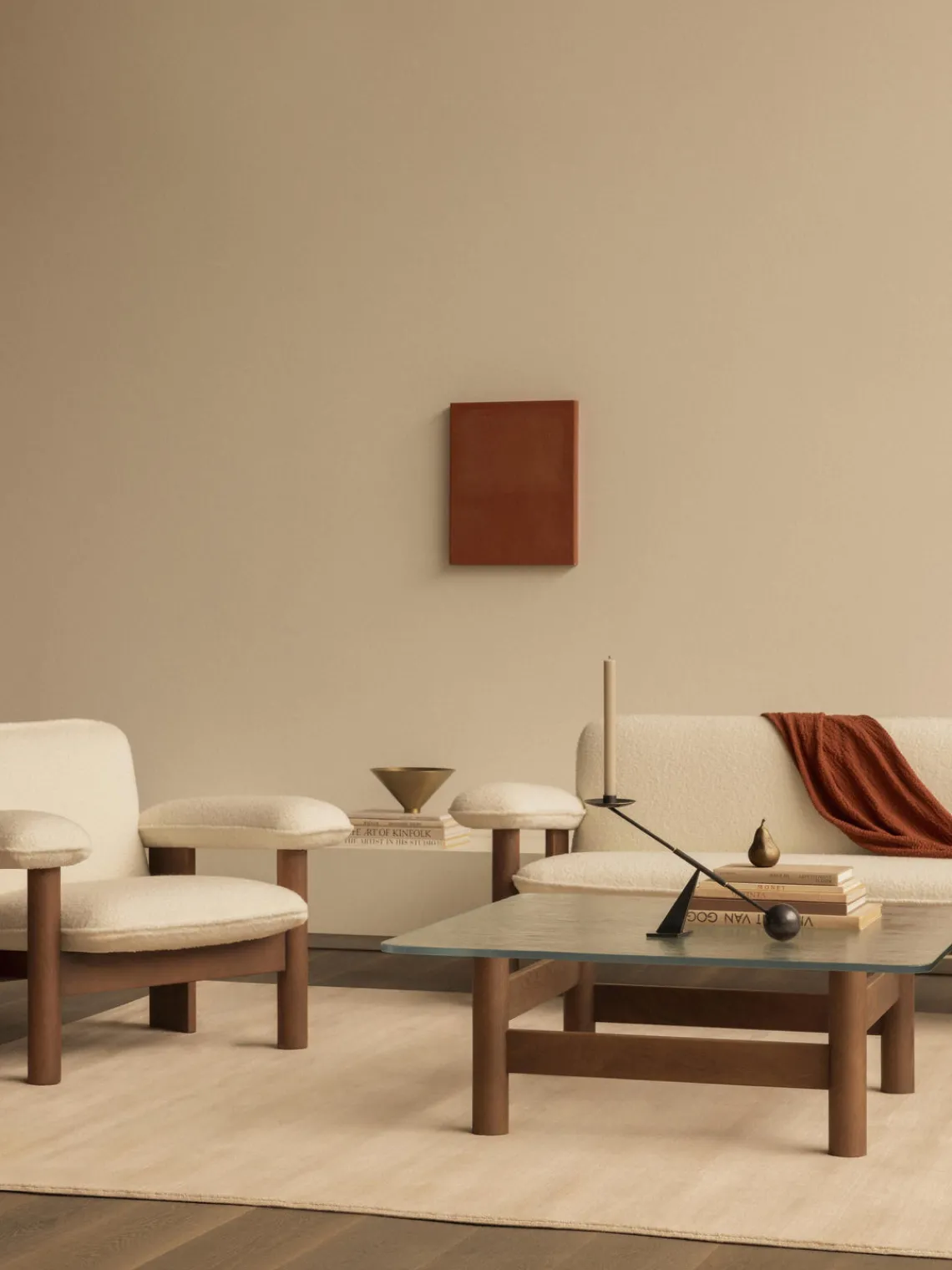 Mesas De Centro|Mesas De Centro>Audo Copenhagen Mesa de centro de madera de roble con tablero de vidrio Brasilia Transparente, madera de roble oscura